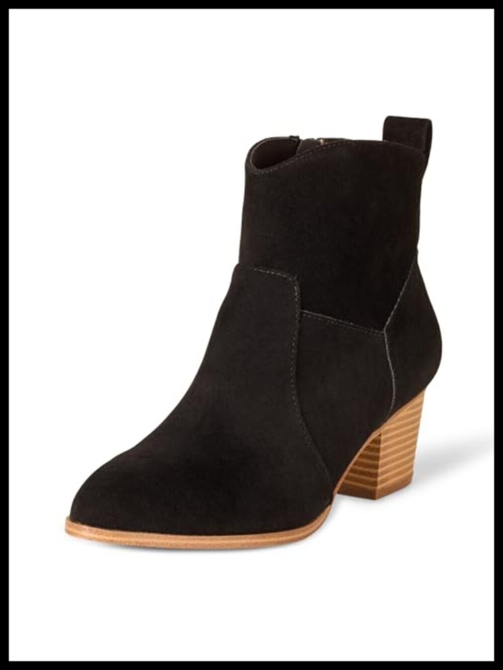 Western Ankle Boots Faux Suede Memory Foam Stacked Heel